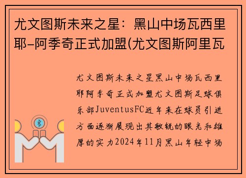 尤文图斯未来之星：黑山中场瓦西里耶-阿季奇正式加盟(尤文图斯阿里瓦贝内)
